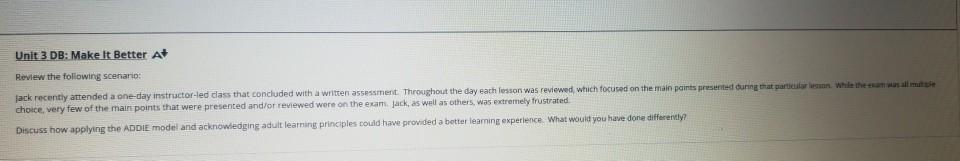 Unit 3 DB: Make It Better At Review the following