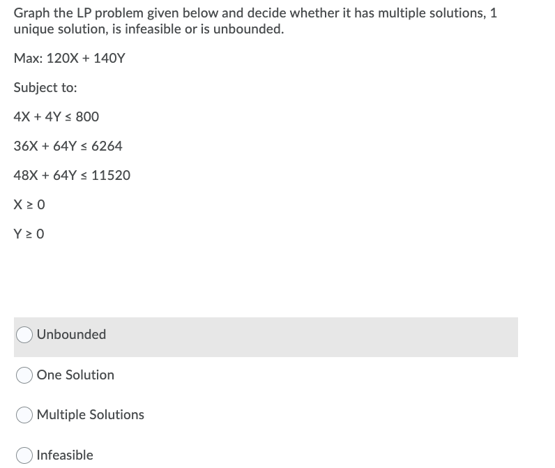 Graph the LP problem given below and decide