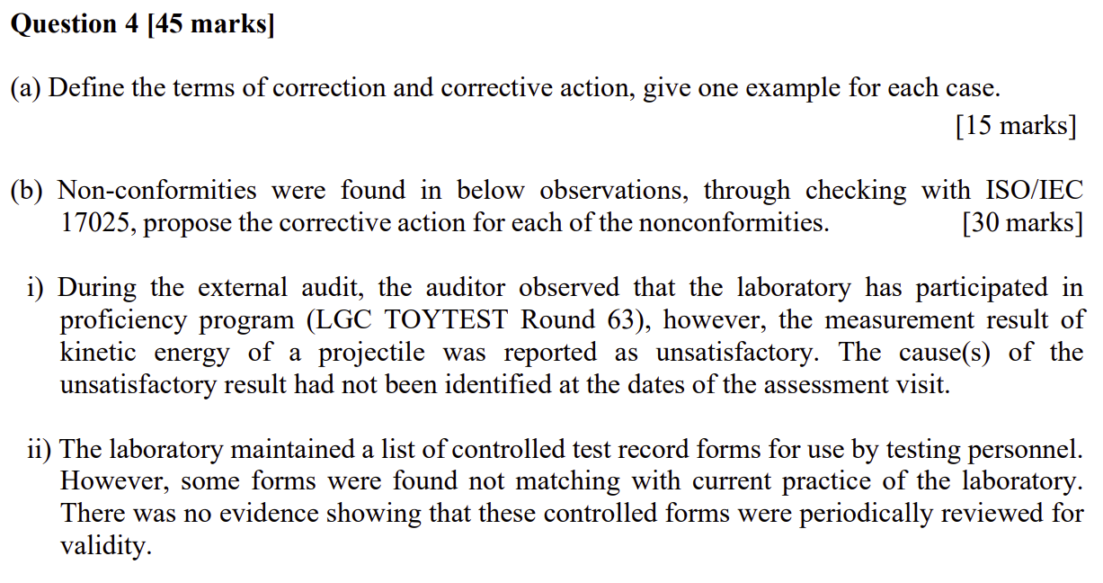 Question 4 [45 marks] (a) Define the terms of