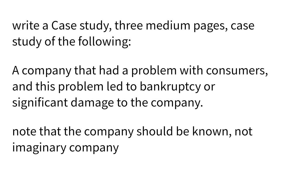 write a Case study, three medium pages, case