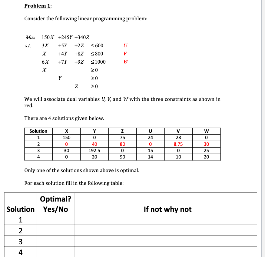 Upvotes will be given! Problem 1: Consider the