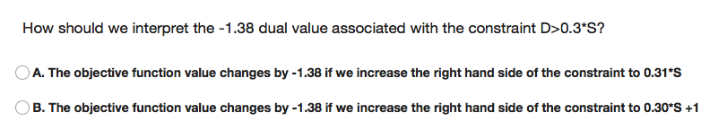How should we interpret the - 1.38 dual value