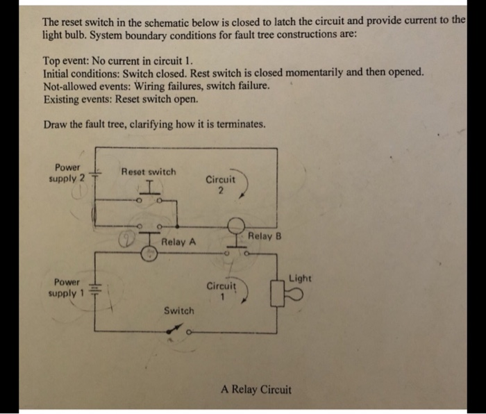 The reset switch in the schematic below is closed