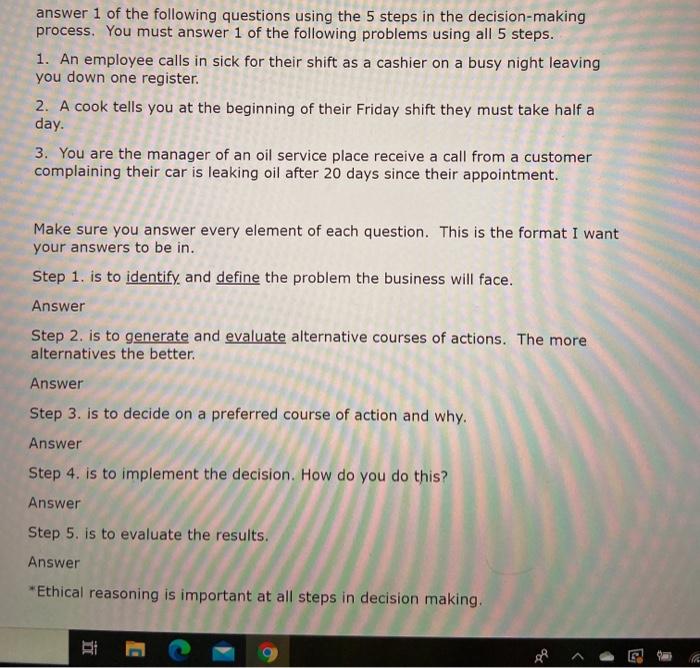 answer 1 of the following questions using the 5