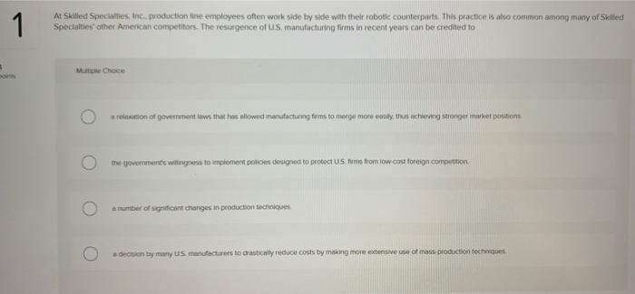 1 At Skilled Speclames, Inc.. production line