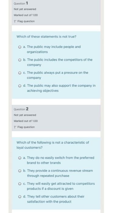 fast please Question 1 Not yet answered Marked