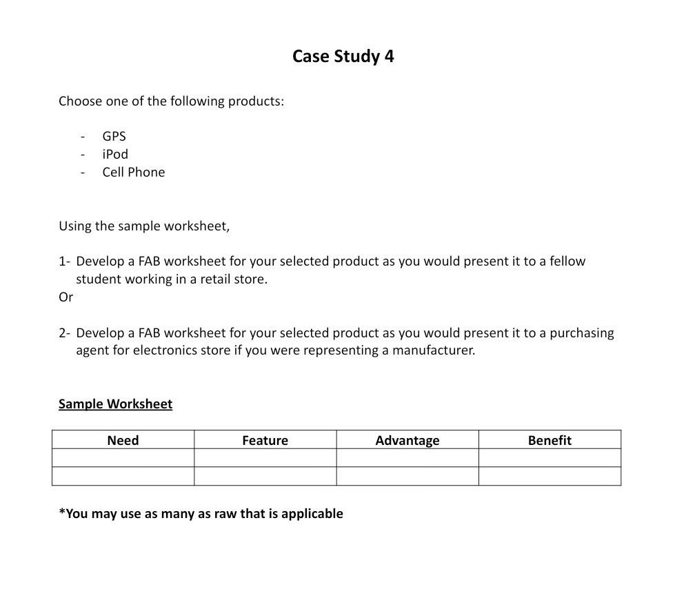 Case Study 4 Choose one of the following