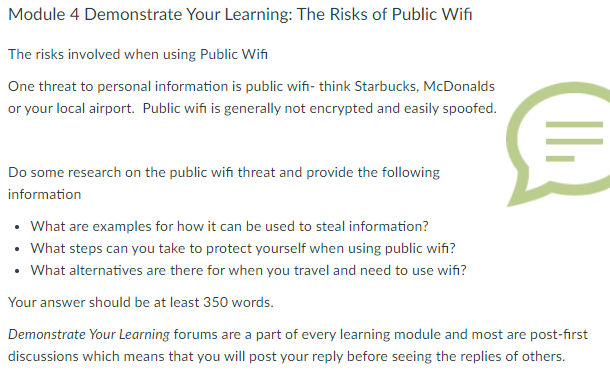 Module 4 Demonstrate Your Learning: The Risks of