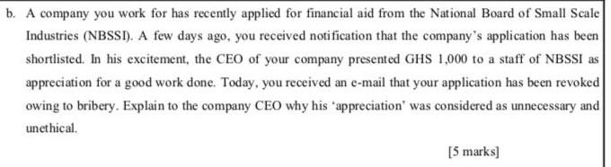 b. A company you work for has recently applied