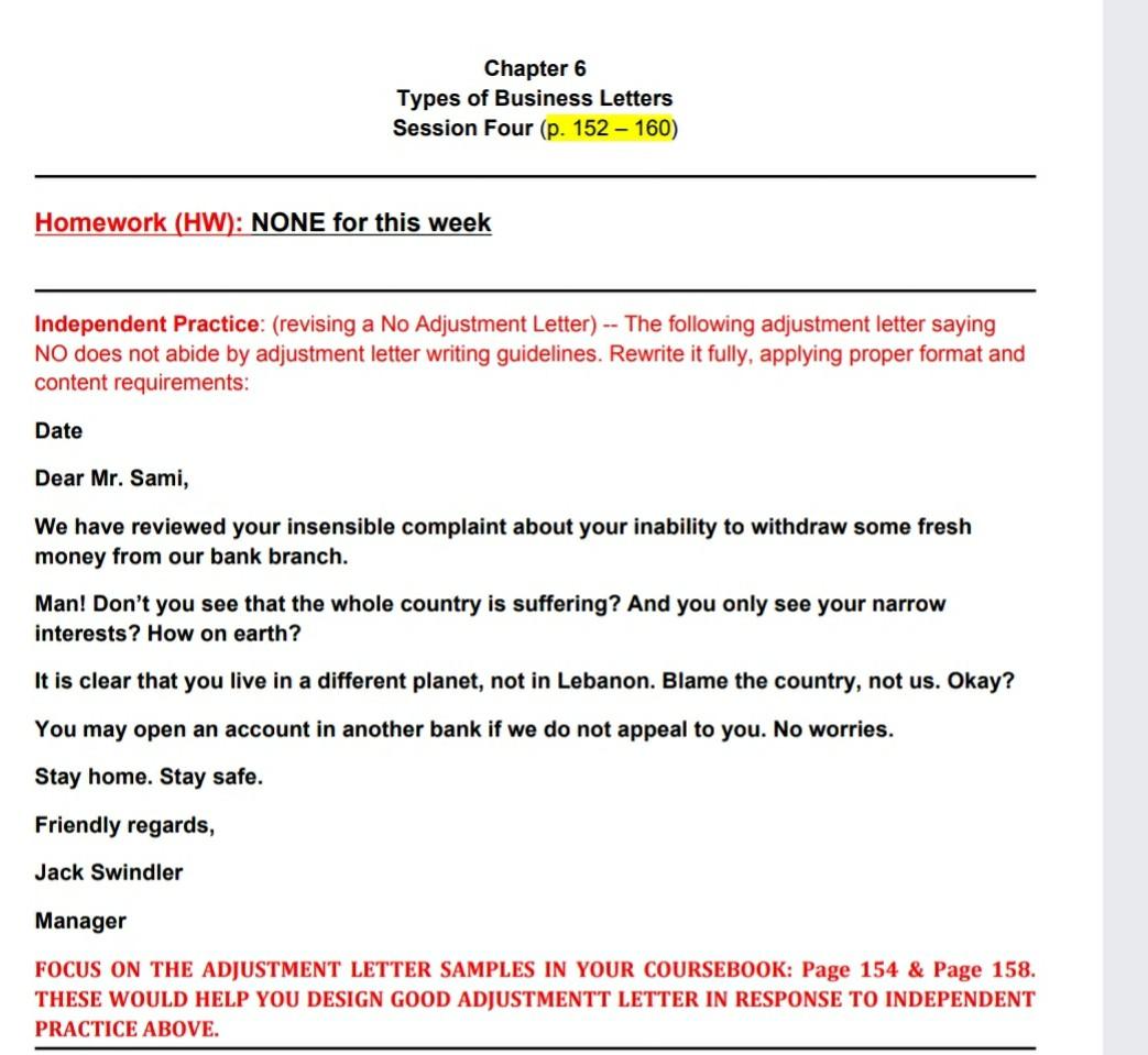 Chapter 6 Types of Business Letters Session Four