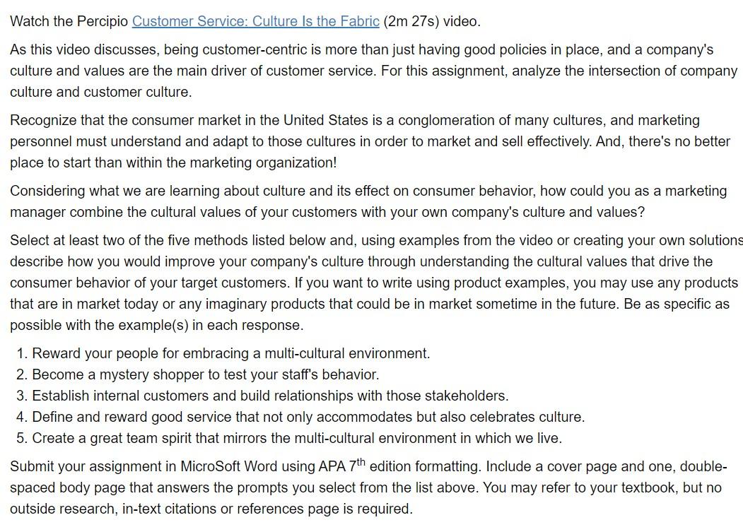 Watch the Percipio Customer Service: Culture Is