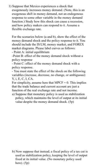 i need the answers 1) Suppose that Mexico