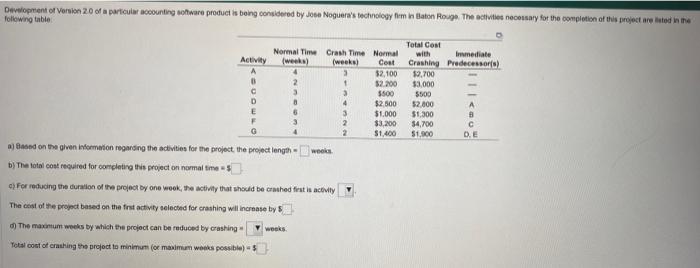 a) Based on the given iRermation regarsing the