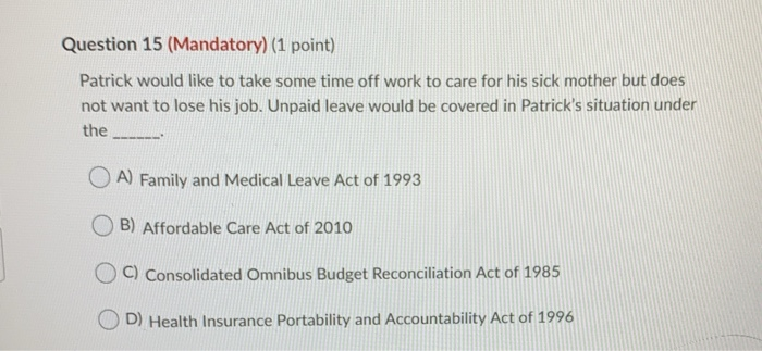 Saved Question 11 (Mandatory) (1 point) Sara was