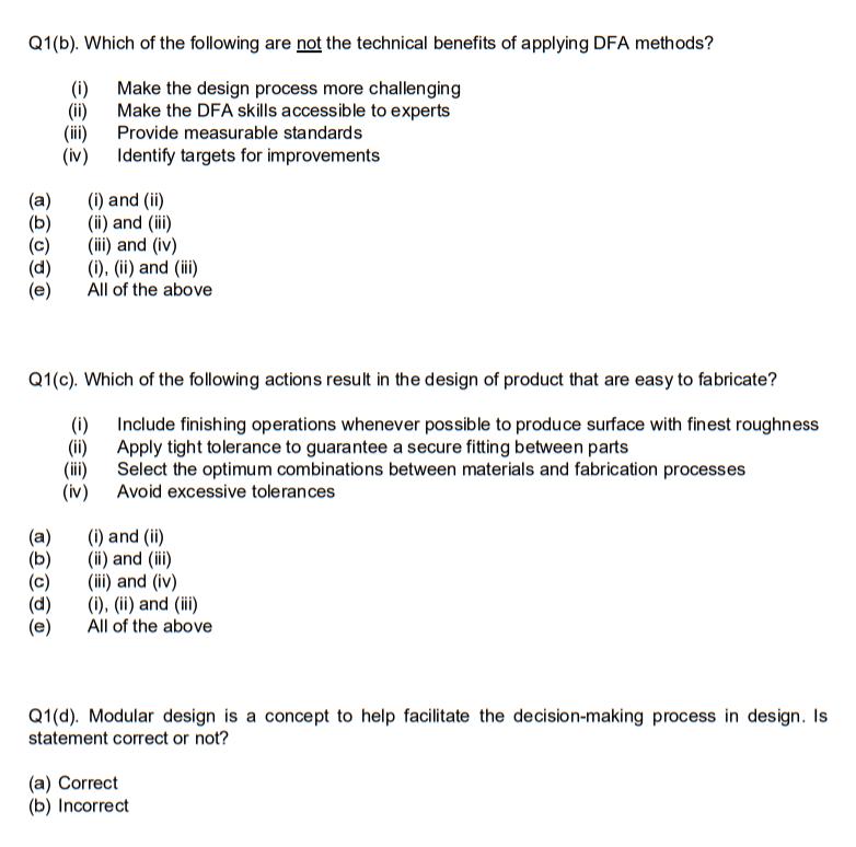 Q1(b). Which of the following are not the