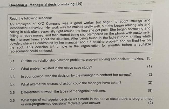 Read the following scenario: An employee of XYZ