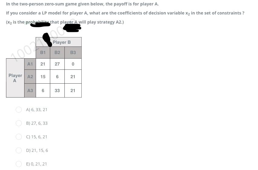 In the two-person zero-sum game given below, the
