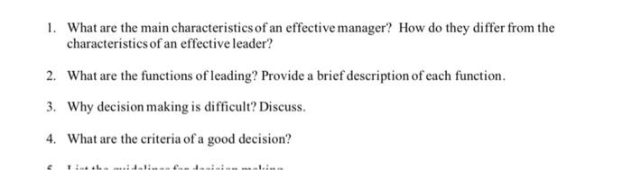 1. What are the main characteristics of an