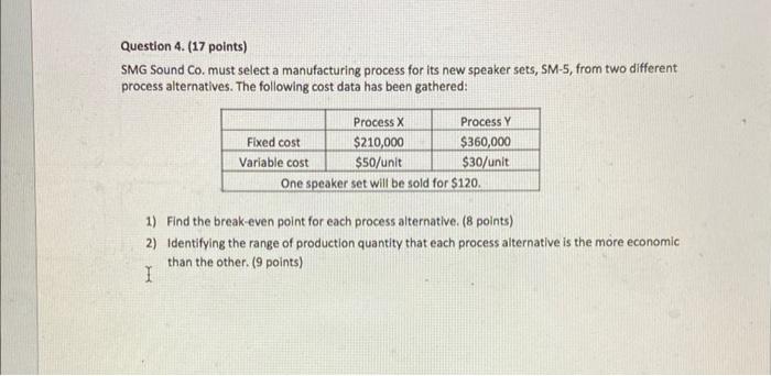 SMG Sound Co. must select a manufacturing process