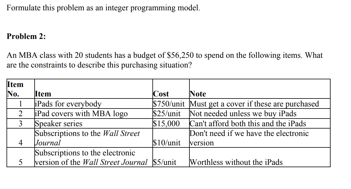 Formulate this problem as an integer programming