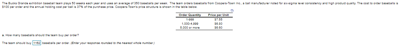 1162 is an incorrect answer for part a The Bucks