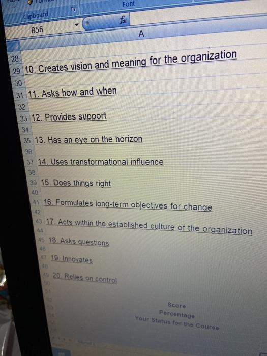 Write which one is L or M Leadership vs.