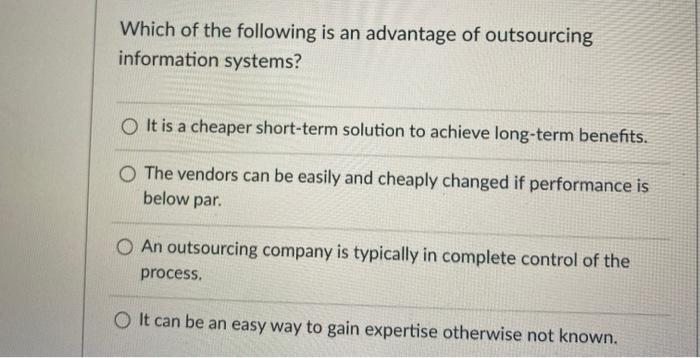 Which of the following is an advantage of