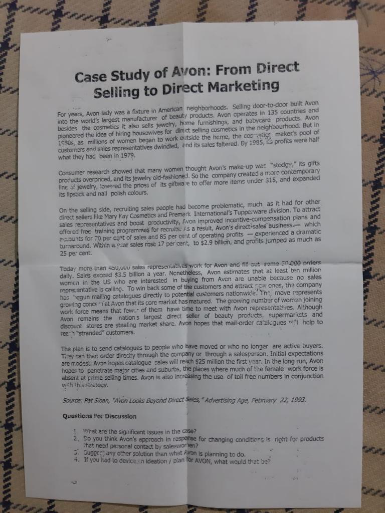 www Case Study of Avon: From Direct Selling to