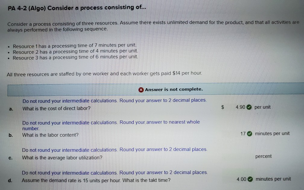 please answer and show work for C, F, G, H PA 4-2