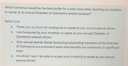 Which sentence would be the best buffer for a