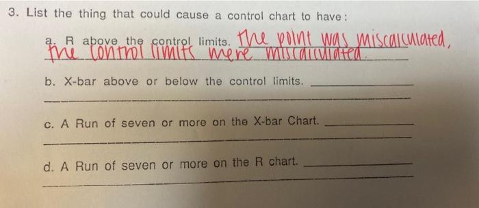 3. List the thing that could cause a control