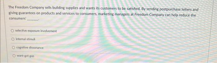 The Freedom Company sells building supplies and