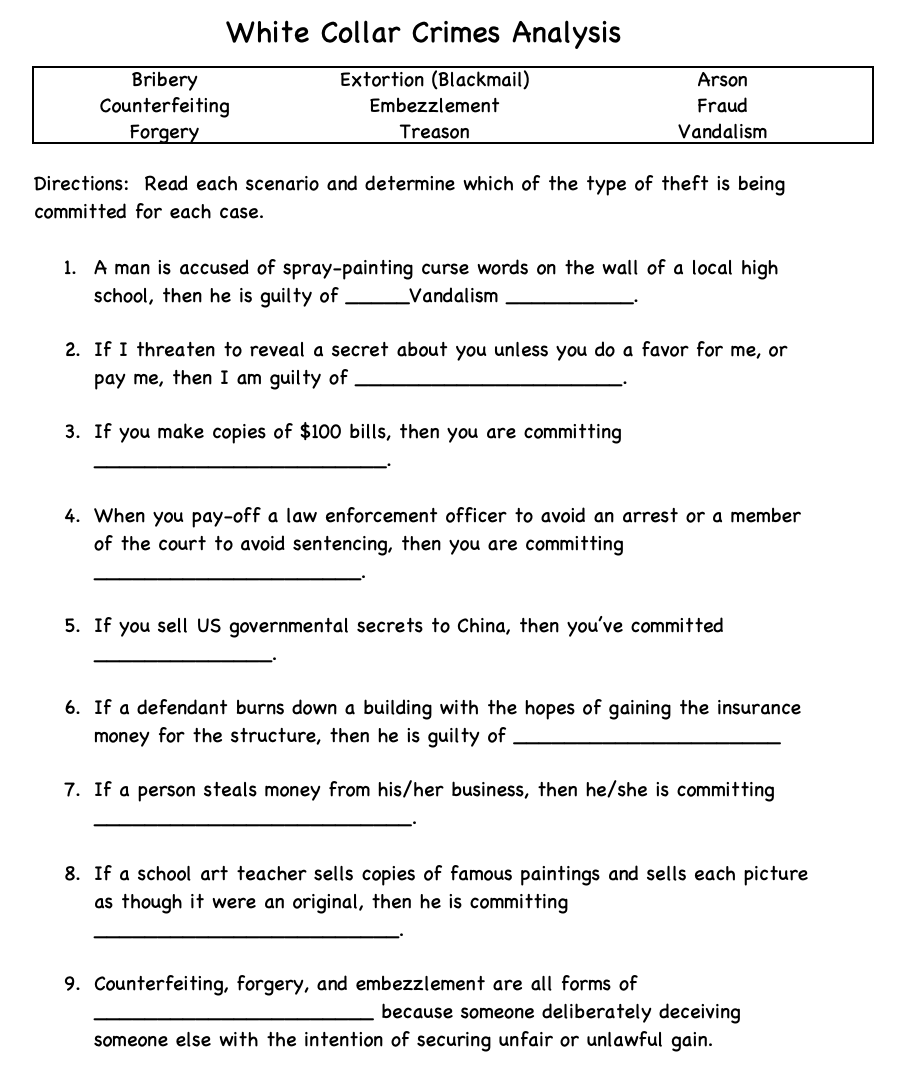 White Collar Crimes Analysis Bribery