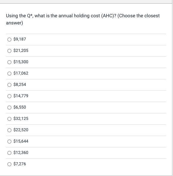 Economic Order Quantity Exercise (30 Points) SCM