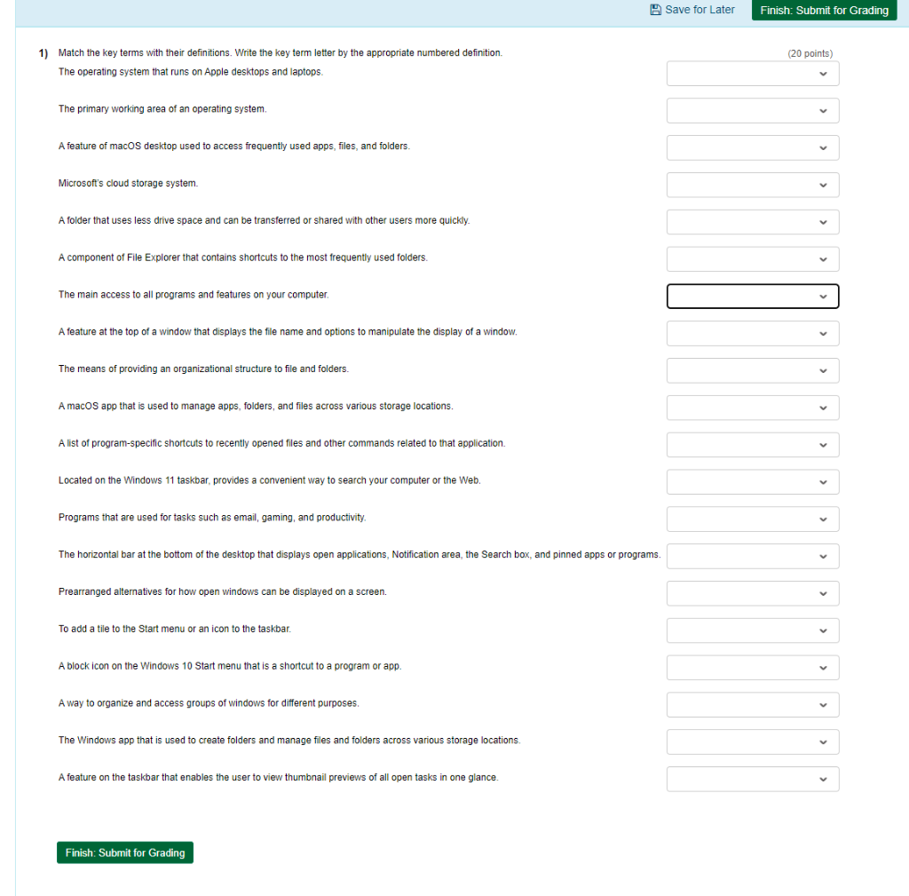 Match the key terms with their definitions. Write