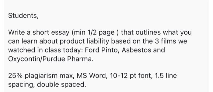 Students, Write a short essay ( min1/2 page )