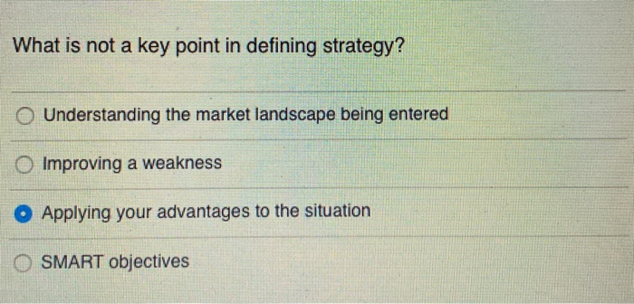 What is not a key point in defining strategy?
