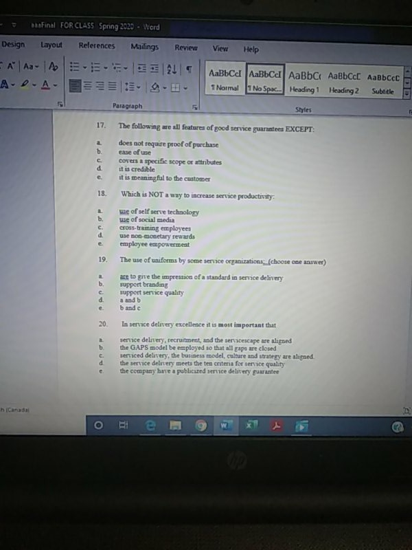 4 MCQ'S ANSWER FAST PLS.. Final FOR CLASS Spring