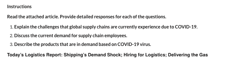 Instructions Read the attached article. Provide