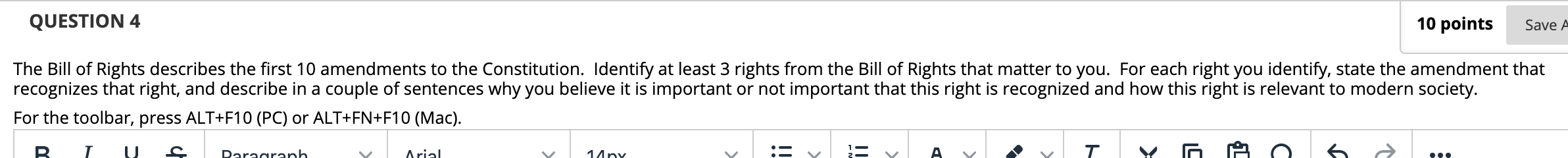 Please no plagarism QUESTION 4 10 points Save A