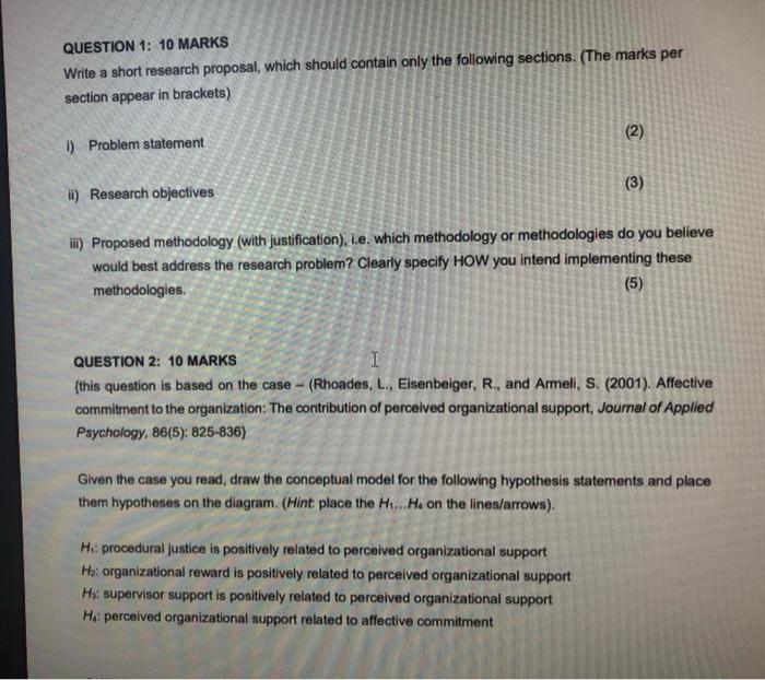 Business Research QUESTION 1: 10 MARKS Write a