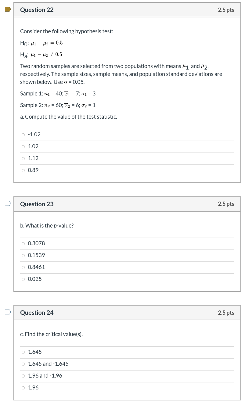 I have done various hypothesis tests but I am