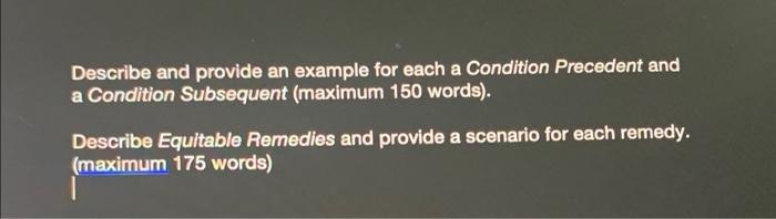 Describe and provide an example for each a