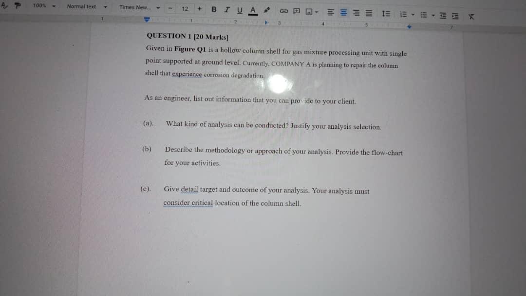 100% Normal text Times New 12 + E IE 5 QUESTION 1