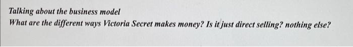 Talking about the business model What are the