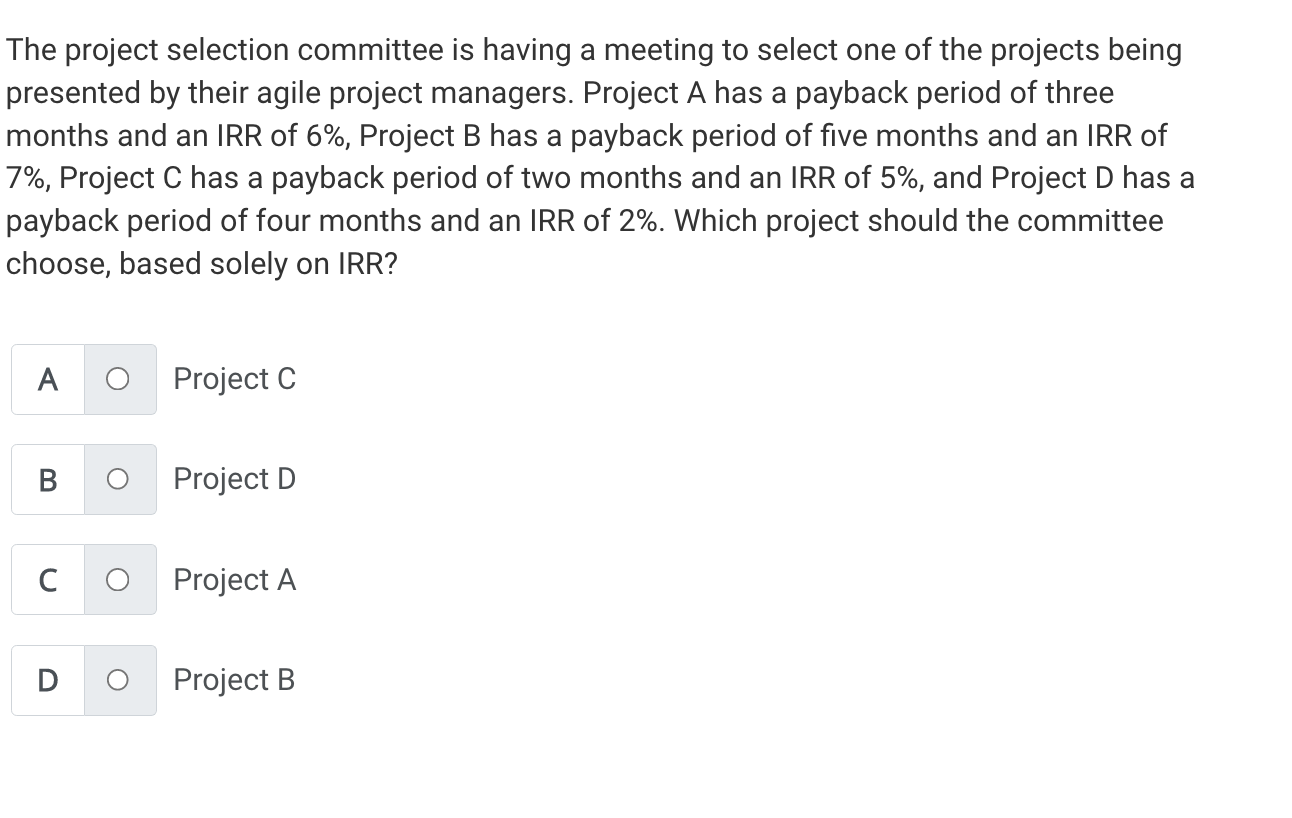 The project selection committee is having a