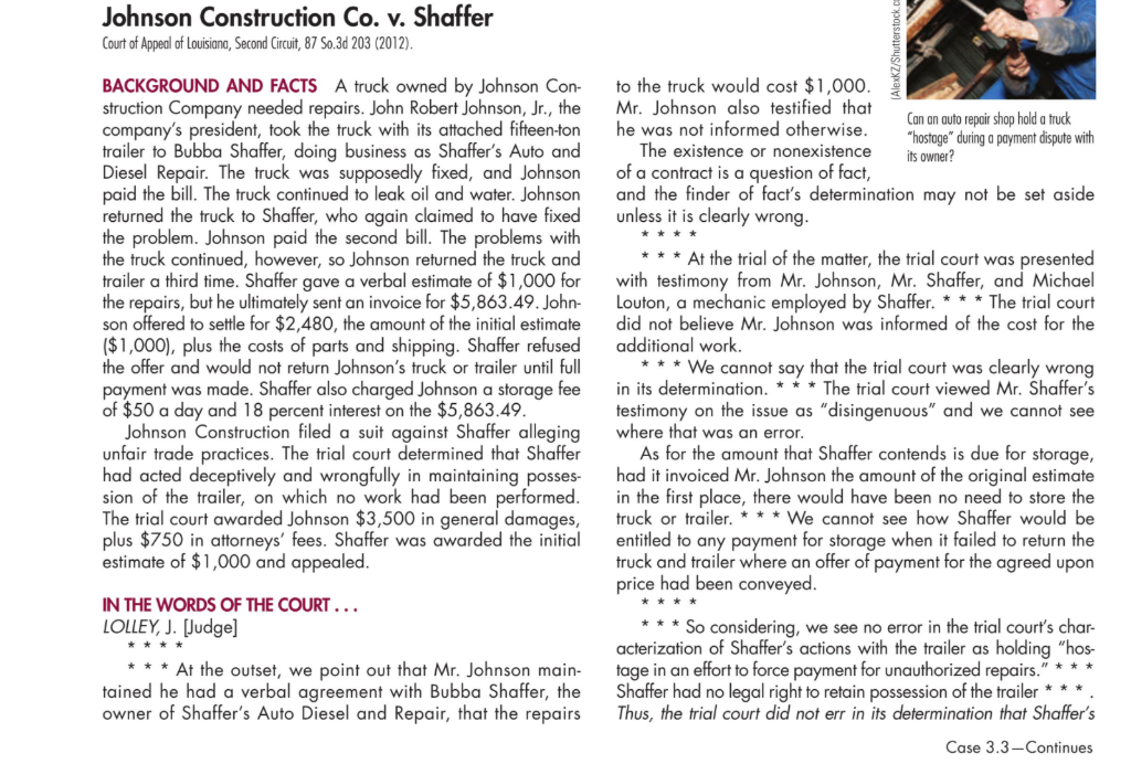 Johnson Construction Co. v. Shaffer Court of