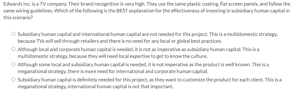 Edwards Inc. is a TV company. Their brand