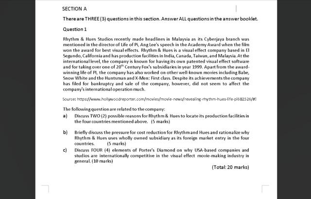 There are THREE (3) questions in this section.