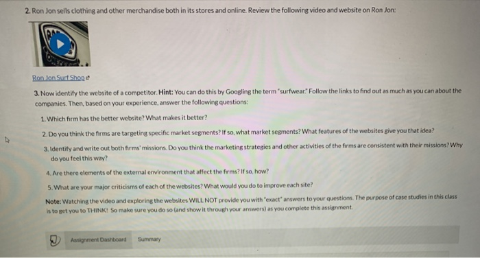 2. Ron Jon sells clothing and other merchandise